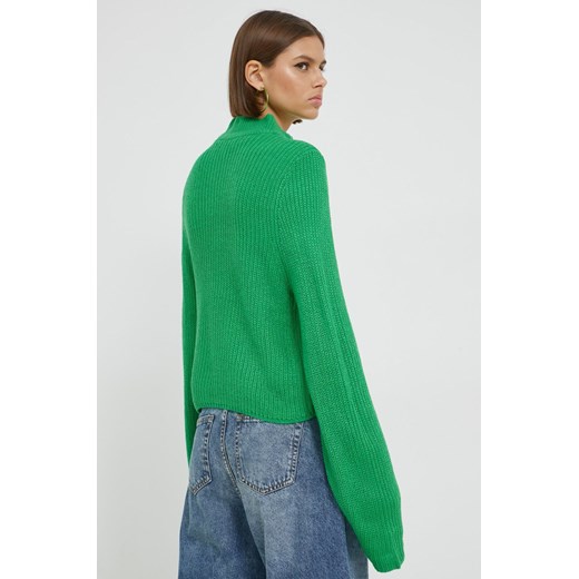 Only sweter damski kolor zielony z półgolfem S ANSWEAR.com