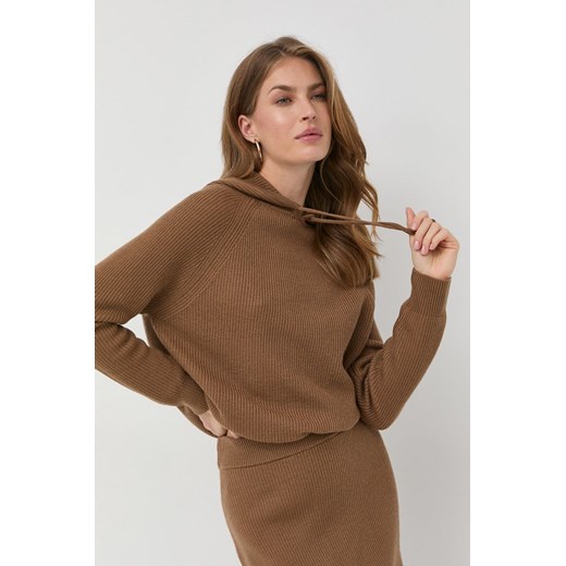 Max Mara Leisure sweter wełniany damski kolor brązowy ciepły M ANSWEAR.com