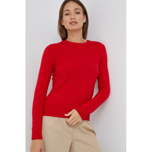 United Colors of Benetton sweter wełniany damski kolor czerwony lekki United Colors Of Benetton M ANSWEAR.com