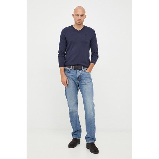 Pepe Jeans sweter z domieszką wełny męski kolor granatowy lekki Pepe Jeans XXL ANSWEAR.com