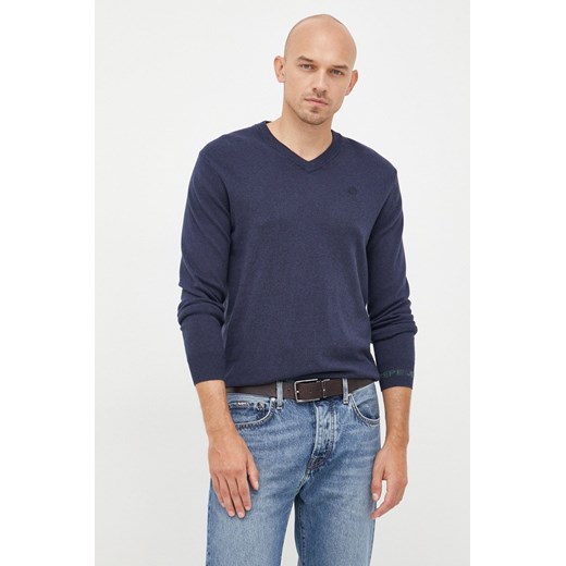 Pepe Jeans sweter z domieszką wełny męski kolor granatowy lekki Pepe Jeans XXL ANSWEAR.com
