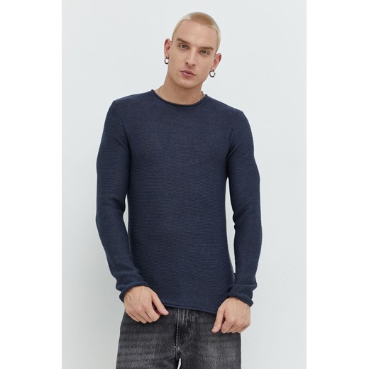 Solid sweter męski kolor granatowy lekki ze sklepu ANSWEAR.com w kategorii Swetry męskie - zdjęcie 144765498
