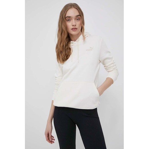 Puma bluza 848332 damska kolor biały z kapturem z aplikacją Puma M promocja ANSWEAR.com
