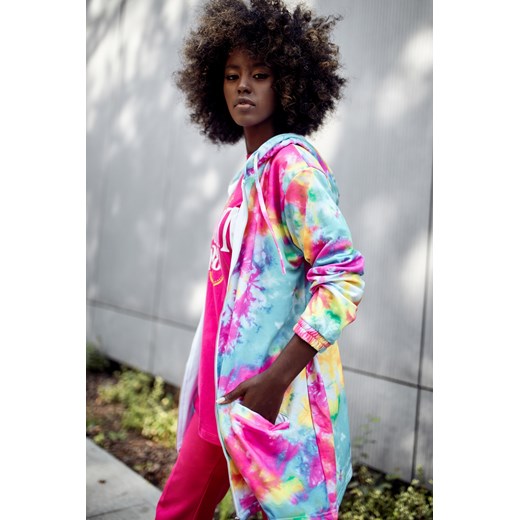 Długa bluza rozpinana Tie Dye amarantowa FI523 fasardi.com