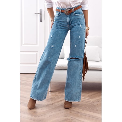 Szerokie spodnie jeansowe wide RR2065  promocyjna cena fasardi.com