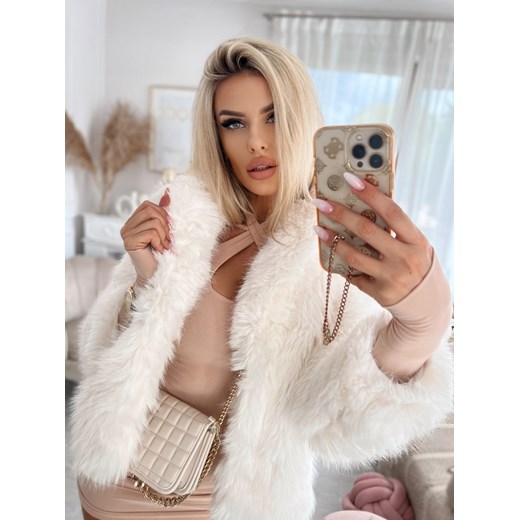 Kurtka futerko krótkie białe W333 S/36 Charlotte Fashion
