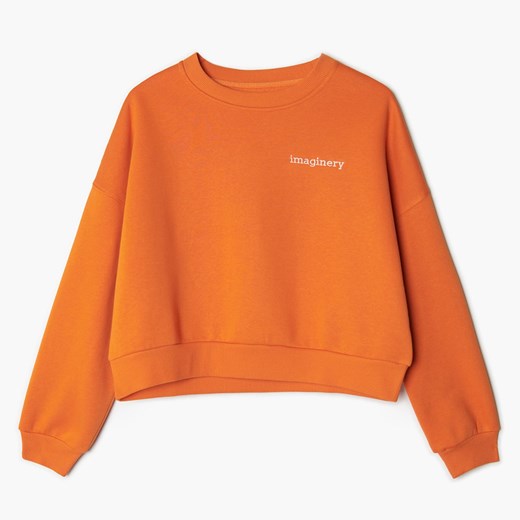 Cropp - Pomarańczowa bluza z haftem - Pomarańczowy Cropp M Cropp