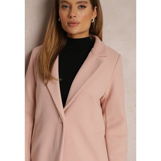 Jasnoróżowy Płaszcz Jednorzędowy Bulah Renee M Renee odzież promocyjna cena