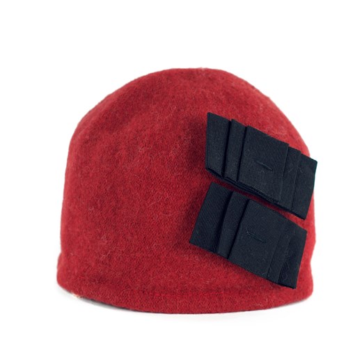 Elegancki czapka-kapelusik z dwoma kokardami szaleo czerwony czapka