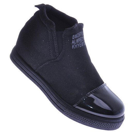 Wsuwane czarne dziewczęce sneakersy /C2-2 12560 t293/ ze sklepu Pantofelek24.pl w kategorii Trampki dziecięce - zdjęcie 144878947