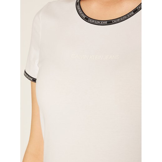 Calvin Klein Jeans T-Shirt Logo Trim J20J214227 Biały Regular Fit S MODIVO okazja