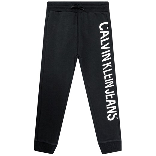 Calvin Klein Jeans Spodnie dresowe Stretch Slim IB0IB00674 Czarny Regular Fit 12Y okazja MODIVO