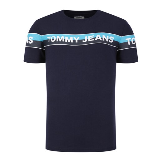 Tommy Jeans T-Shirt Double Stripe Logo DM0DM07862 Granatowy Regular Fit Tommy Jeans XXL wyprzedaż MODIVO