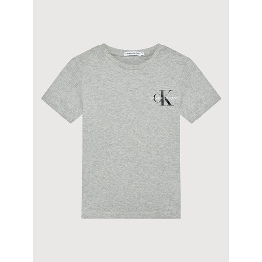 Calvin Klein Jeans T-Shirt Chest Monogram IB0IB00612 Szary Regular Fit 16Y okazyjna cena MODIVO