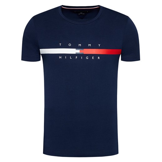 Tommy Hilfiger T-Shirt Global Stripe Chest Tee MW0MW16572 Granatowy Regular Fit Tommy Hilfiger S wyprzedaż MODIVO