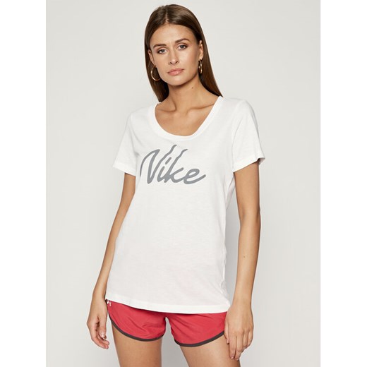 Nike Koszulka techniczna Dry-FIT Scoop Logo CQ0258 Biały Regular Fit Nike S promocja MODIVO