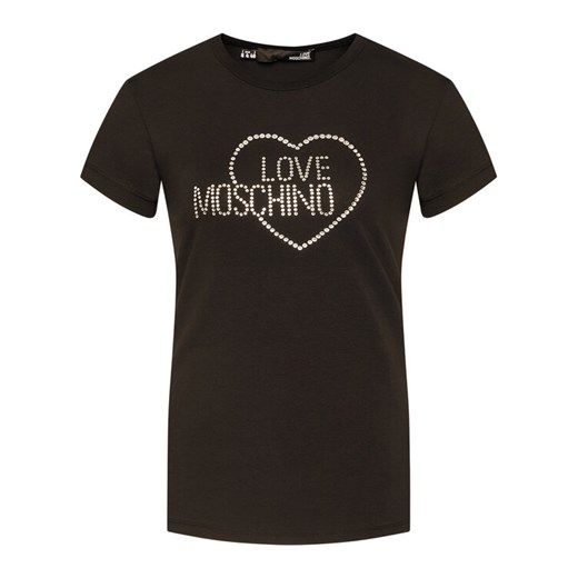 LOVE MOSCHINO T-Shirt W4F731HE 1951 Czarny Slim Fit Love Moschino 40 okazyjna cena MODIVO
