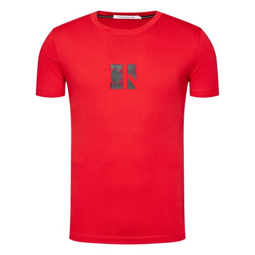 Calvin Klein Jeans T-Shirt Logo J30J316656 Czerwony Slim Fit S okazyjna cena MODIVO