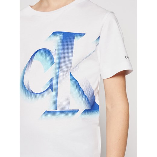 Calvin Klein Jeans T-Shirt Pixelated Monogram IB0IB00850 Biały Regular Fit 16Y okazja MODIVO