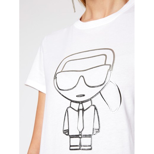 KARL LAGERFELD T-Shirt Ikonic Outline 210W1703 Biały Regular Fit Karl Lagerfeld M wyprzedaż MODIVO