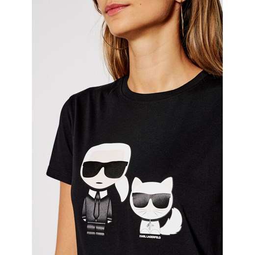 KARL LAGERFELD T-Shirt Ikonik Karl & Choupette 205W1707 Czarny Regular Fit Karl Lagerfeld S wyprzedaż MODIVO