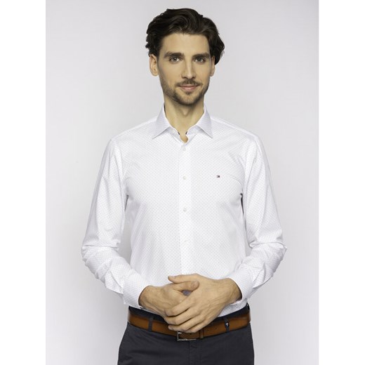 Tommy Hilfiger Tailored Koszula Poplin Dot Classic TT0TT06463 Biały Regular Fit Tommy Hilfiger 44 okazja MODIVO