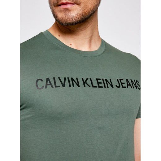 Calvin Klein Jeans T-Shirt J30J307856 Zielony Regular Fit L okazyjna cena MODIVO
