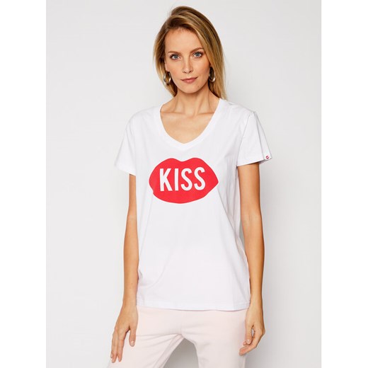 PLNY LALA T-Shirt Kiss PL-KO-TS-0185 Biały Regular Fit M okazja MODIVO