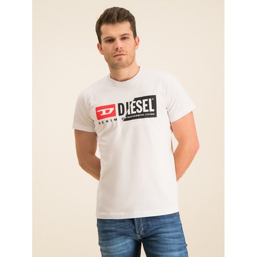 Diesel T-Shirt Diego Cuty 00SDP1 0091A Biały Regular Fit Diesel L wyprzedaż MODIVO