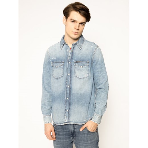 Calvin Klein Jeans Koszula Distressed J30J315313 Niebieski Regular Fit L promocyjna cena MODIVO