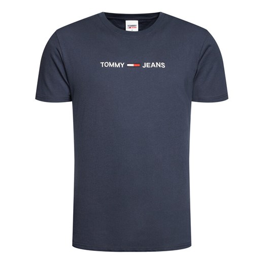 Tommy Jeans T-Shirt Straight Logo DM0DM09382 Granatowy Regular Fit Tommy Jeans M wyprzedaż MODIVO