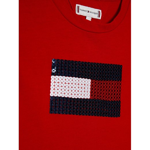 Tommy Hilfiger T-Shirt Flag Flip Sequins Tee KG0KG05251 M Czerwony Regular Fit Tommy Hilfiger 6Y okazja MODIVO