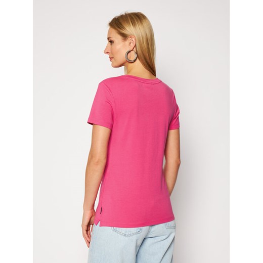 Calvin Klein T-Shirt Ss Ck Lurex Logo Tee K20K202363 Różowy Slim Fit Calvin Klein S wyprzedaż MODIVO
