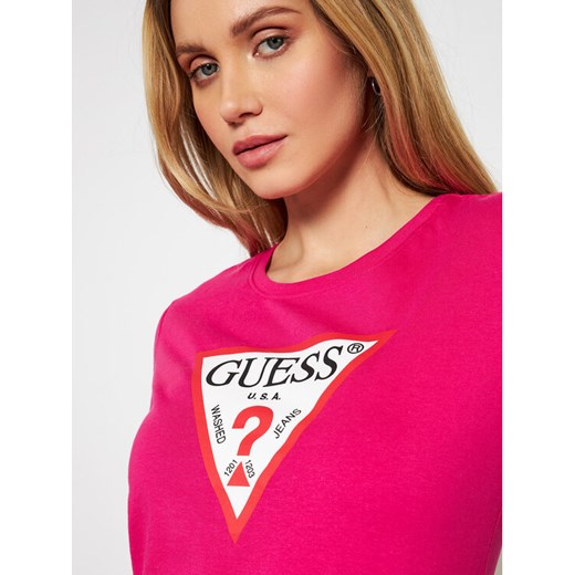Guess T-Shirt Original W1RI00 I3Z11 Różowy Regular Fit Guess M okazyjna cena MODIVO