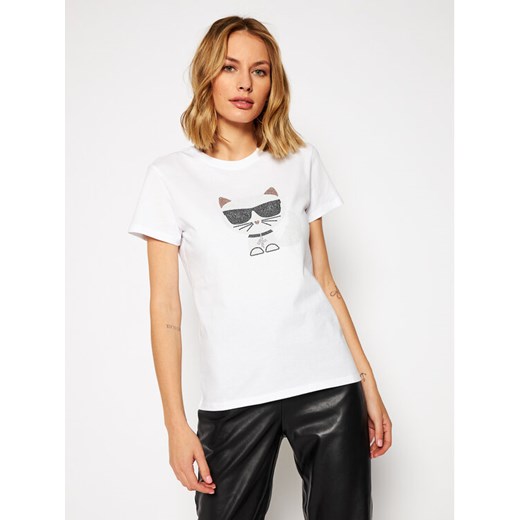 KARL LAGERFELD T-Shirt Ikonik Choupette Rs 206W1710 Biały Regular Fit Karl Lagerfeld S wyprzedaż MODIVO