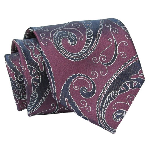 Klasyczny, Szeroki Krawat Męski CHATTIER - Bordo w Duży Wzór KRCH1327 ze sklepu JegoSzafa.pl w kategorii Krawaty - zdjęcie 144928186