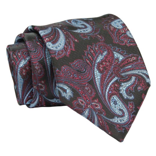 Klasyczny, Szeroki Krawat Męski CHATTIER - Czarny w Duży Orientalny Wzór KRCH1331 ze sklepu JegoSzafa.pl w kategorii Krawaty - zdjęcie 144928206