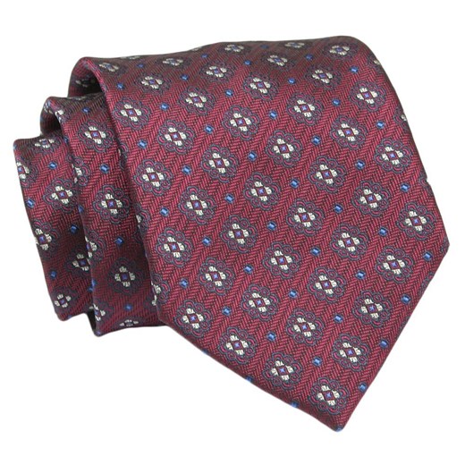 Klasyczny, Szeroki Krawat Męski CHATTIER - Czerwień w Grochy KRCH1318 ze sklepu JegoSzafa.pl w kategorii Krawaty - zdjęcie 144928208
