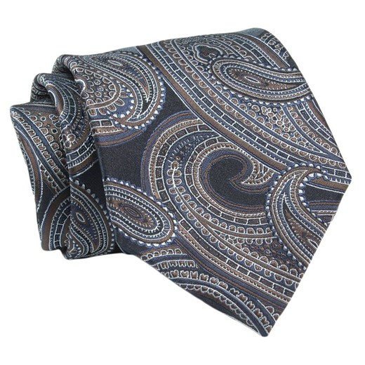 Klasyczny, Szeroki Krawat Męski CHATTIER - Duży Orientalny Wzór KRCH1339 ze sklepu JegoSzafa.pl w kategorii Krawaty - zdjęcie 144928216