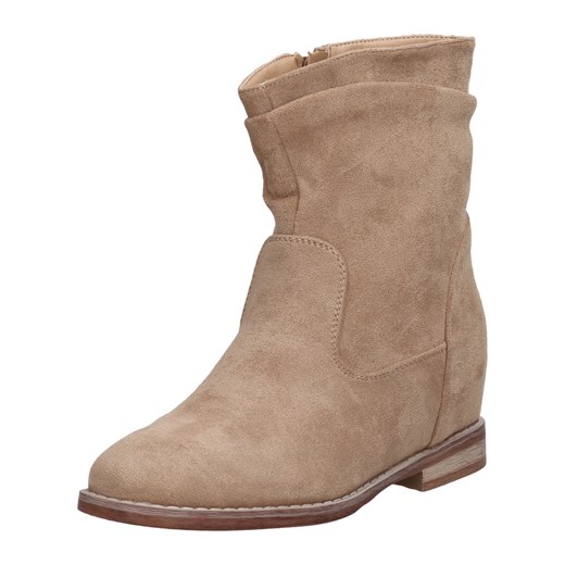 Botki S.Barski z zamszu beżowe z zamkiem 