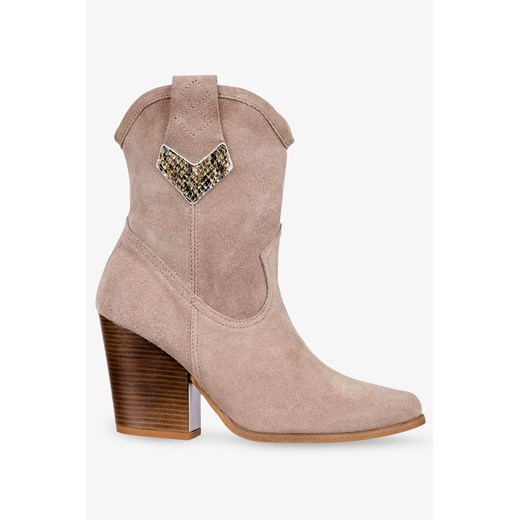 Botki Casu eleganckie na obcasie brązowe 