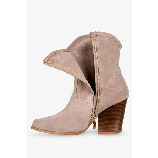 Botki Casu na obcasie ze skóry na zamek eleganckie 