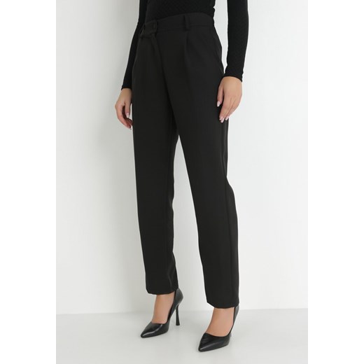 Czarne Spodnie Regular Fohan ze sklepu Born2be Odzież w kategorii Spodnie damskie - zdjęcie 144962735