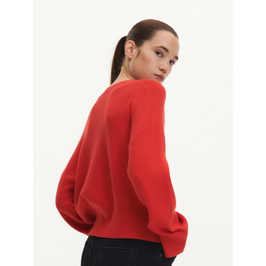 Reserved - Sweter oversize z dzianiną z recyklingu - Czerwony Reserved L Reserved
