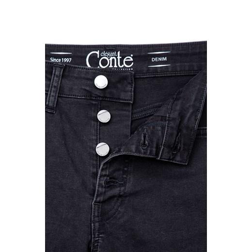 Conte jeansy damskie czarne z elastanu 