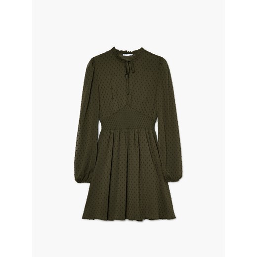 Cropp - Szyfonowa sukienka mini - Khaki Cropp XS Cropp