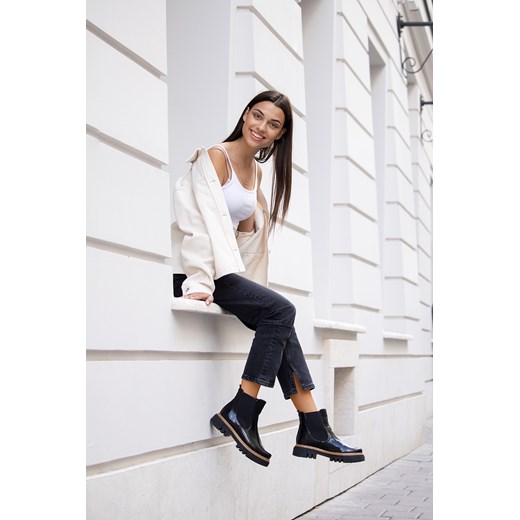 Lakierowane botki Olwa czarny Saway 36 okazyjna cena saway