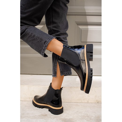 Lakierowane botki Olwa czarny Saway 38 saway okazja