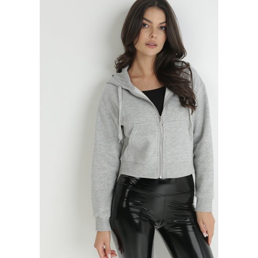 Bluza damska Born2be krótka szara dzianinowa 