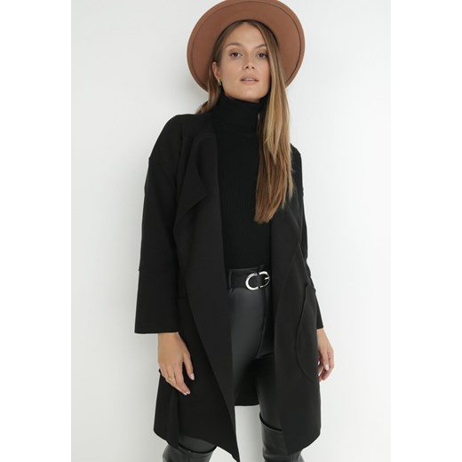 Czarny Płaszcz Cunn ze sklepu Born2be Odzież w kategorii Płaszcze damskie - zdjęcie 145033555